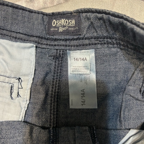 NWT Boy’s Oshkosh B’gosh Kid Chambray Blue Casual Buttoned Shorts - Size 14 - Picture 4 of 5